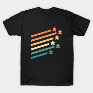 Retro Meeple Colors Board Games and Meeples Addict T-Shirt